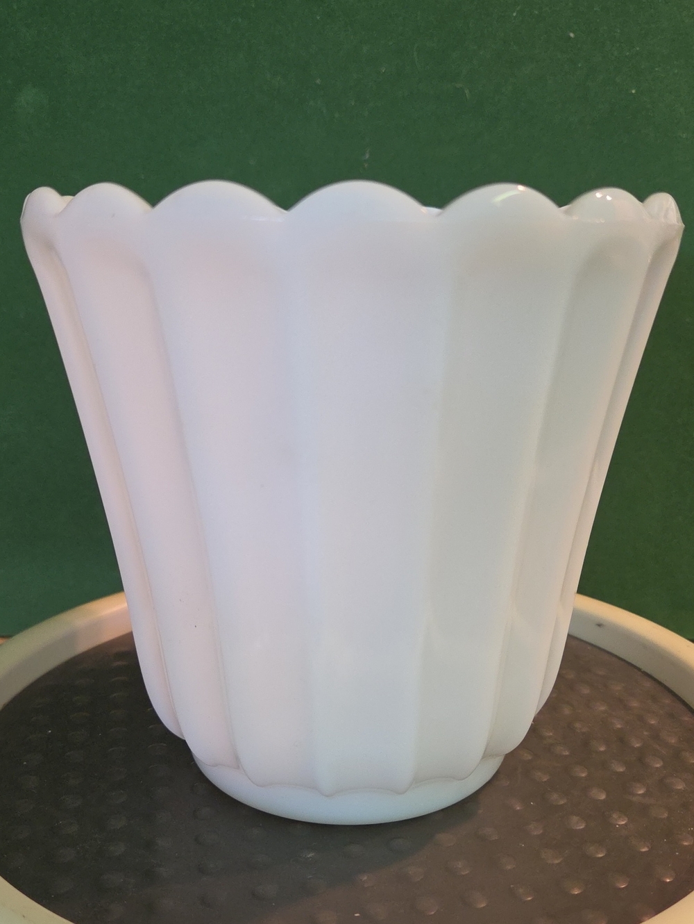 Classic Milk Glass White Scalloped Vintage Planter